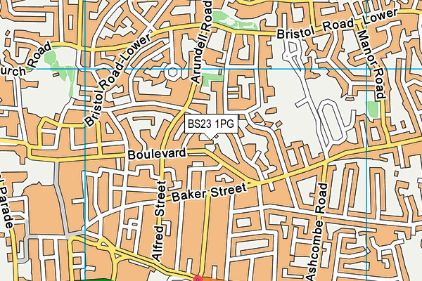 BS23 1PG map - OS VectorMap District (Ordnance Survey)