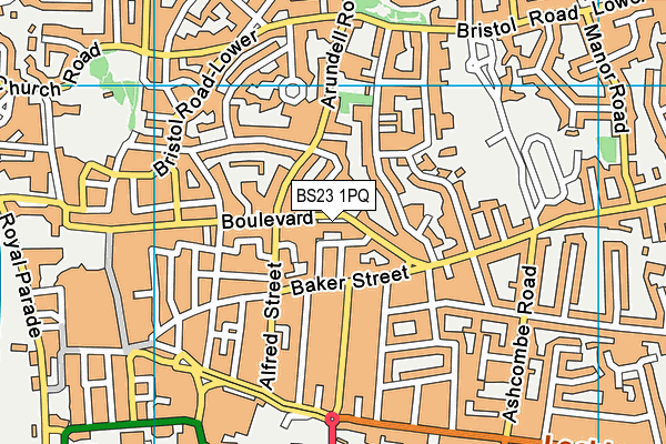 BS23 1PQ map - OS VectorMap District (Ordnance Survey)