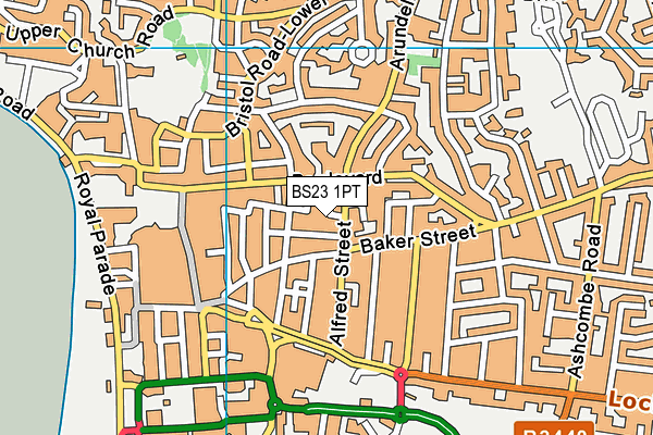 BS23 1PT map - OS VectorMap District (Ordnance Survey)