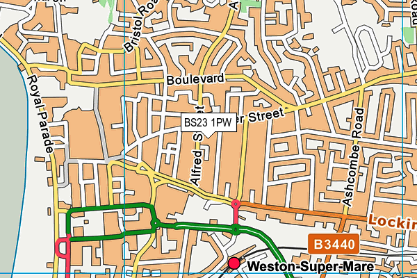 BS23 1PW map - OS VectorMap District (Ordnance Survey)