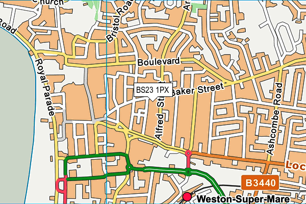 BS23 1PX map - OS VectorMap District (Ordnance Survey)