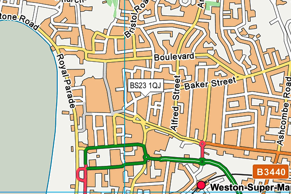 BS23 1QJ map - OS VectorMap District (Ordnance Survey)