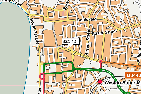 BS23 1QT map - OS VectorMap District (Ordnance Survey)