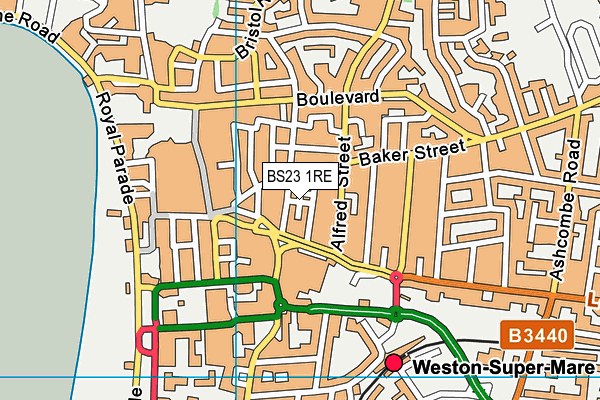 BS23 1RE map - OS VectorMap District (Ordnance Survey)
