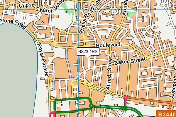 BS23 1RS map - OS VectorMap District (Ordnance Survey)