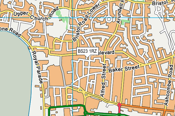 BS23 1RZ map - OS VectorMap District (Ordnance Survey)