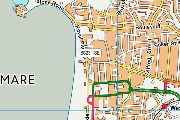 BS23 1SE map - OS VectorMap District (Ordnance Survey)