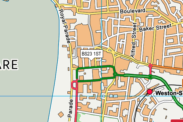 BS23 1ST map - OS VectorMap District (Ordnance Survey)