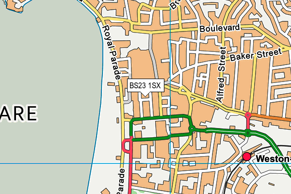 BS23 1SX map - OS VectorMap District (Ordnance Survey)