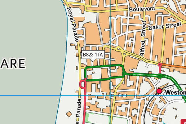 BS23 1TA map - OS VectorMap District (Ordnance Survey)