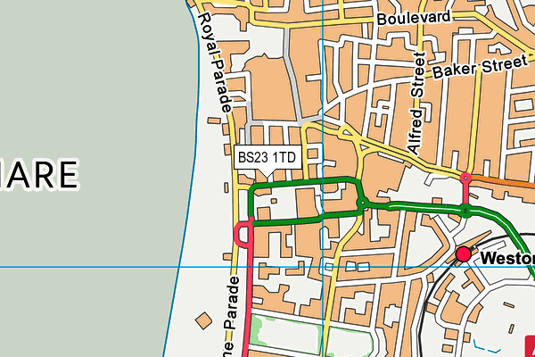 Anytime Fitness (Weston-super-mare) map (BS23 1TD) - OS VectorMap District (Ordnance Survey)