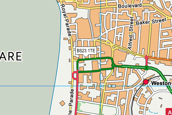 BS23 1TE map - OS VectorMap District (Ordnance Survey)