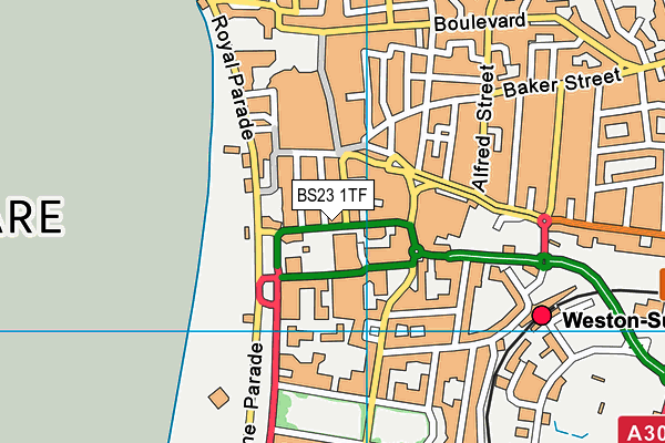 BS23 1TF map - OS VectorMap District (Ordnance Survey)