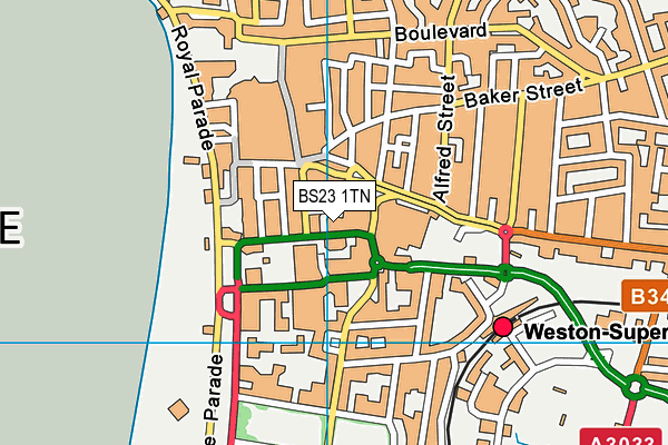 BS23 1TN map - OS VectorMap District (Ordnance Survey)