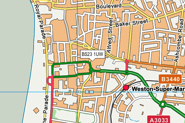 BS23 1UW map - OS VectorMap District (Ordnance Survey)