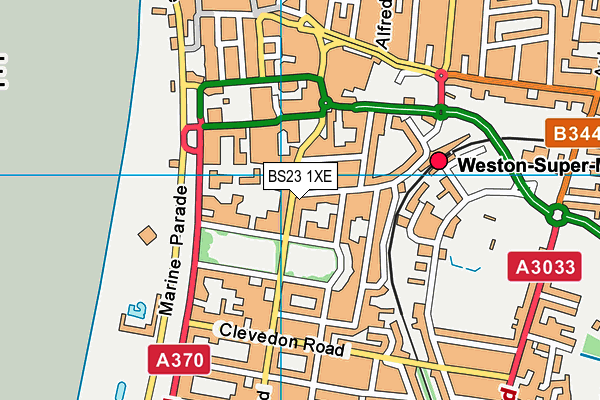 BS23 1XE map - OS VectorMap District (Ordnance Survey)