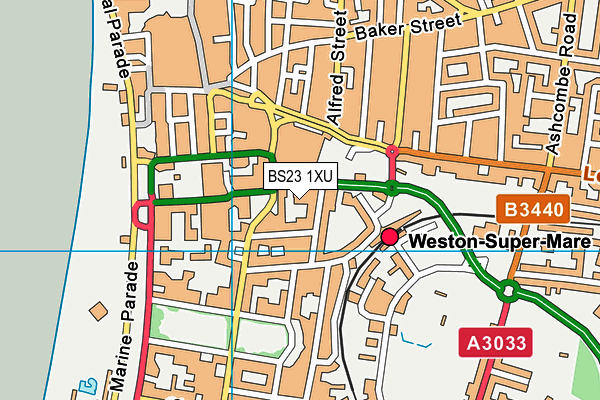 BS23 1XU map - OS VectorMap District (Ordnance Survey)