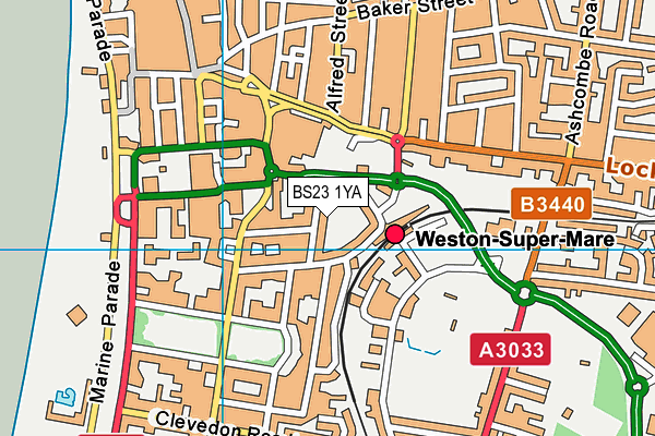 BS23 1YA map - OS VectorMap District (Ordnance Survey)