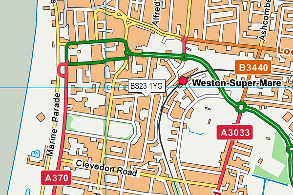 BS23 1YG map - OS VectorMap District (Ordnance Survey)