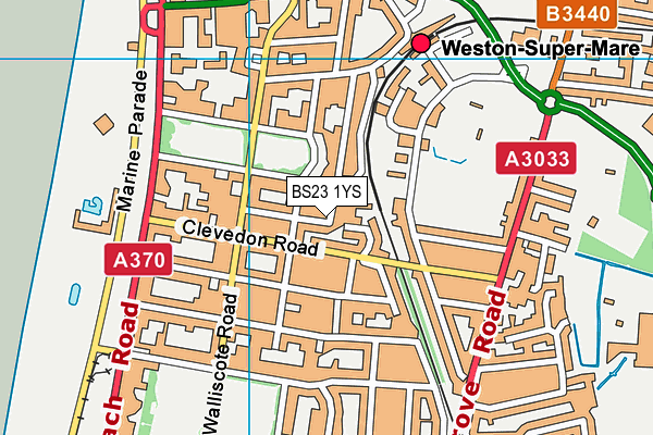 BS23 1YS map - OS VectorMap District (Ordnance Survey)