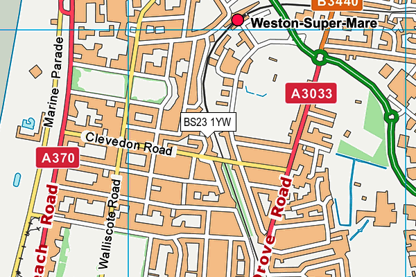 BS23 1YW map - OS VectorMap District (Ordnance Survey)