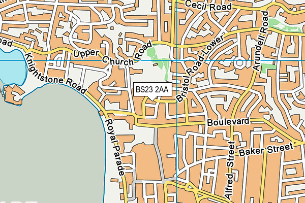 BS23 2AA map - OS VectorMap District (Ordnance Survey)