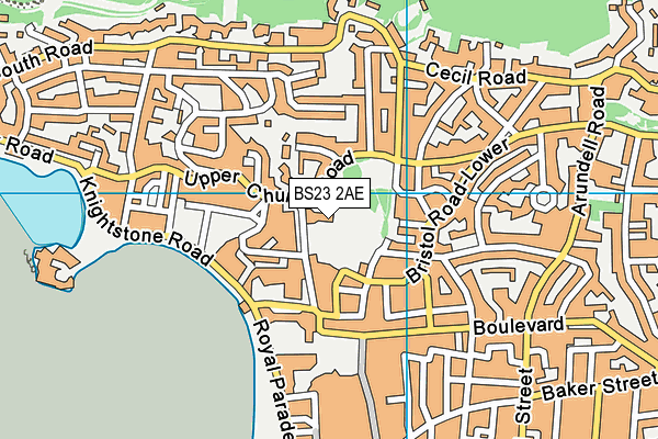 BS23 2AE map - OS VectorMap District (Ordnance Survey)