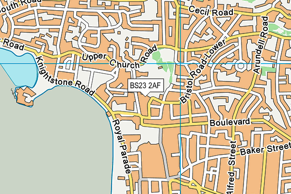 BS23 2AF map - OS VectorMap District (Ordnance Survey)