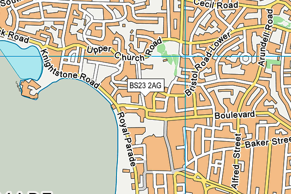 BS23 2AG map - OS VectorMap District (Ordnance Survey)