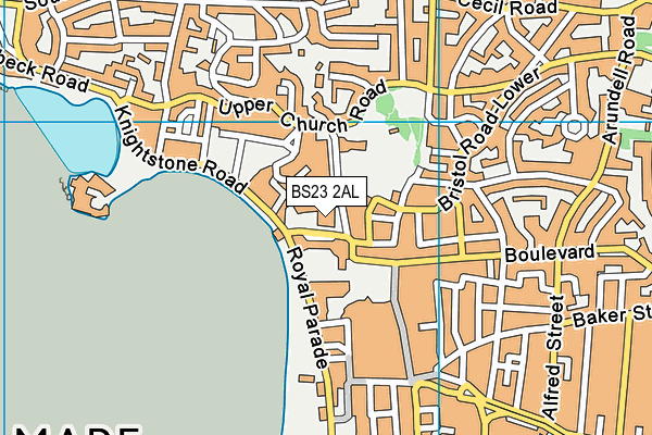 BS23 2AL map - OS VectorMap District (Ordnance Survey)