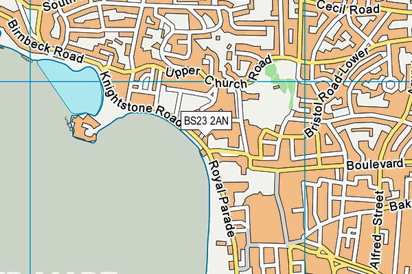 BS23 2AN map - OS VectorMap District (Ordnance Survey)
