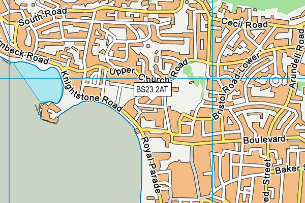 BS23 2AT map - OS VectorMap District (Ordnance Survey)