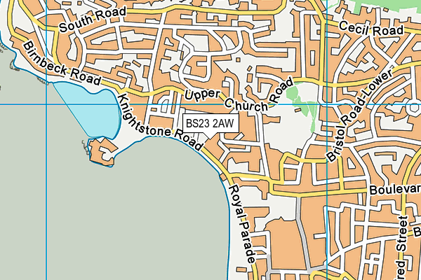 BS23 2AW map - OS VectorMap District (Ordnance Survey)