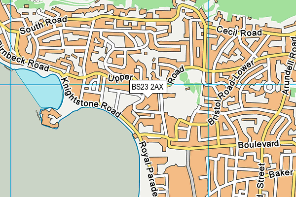 BS23 2AX map - OS VectorMap District (Ordnance Survey)