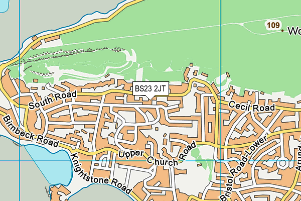 BS23 2JT map - OS VectorMap District (Ordnance Survey)