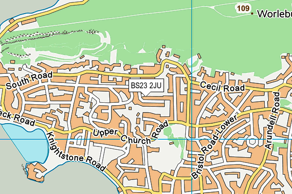 BS23 2JU map - OS VectorMap District (Ordnance Survey)