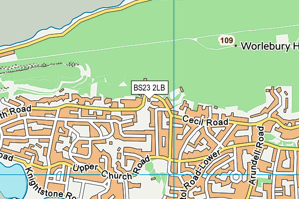BS23 2LB map - OS VectorMap District (Ordnance Survey)