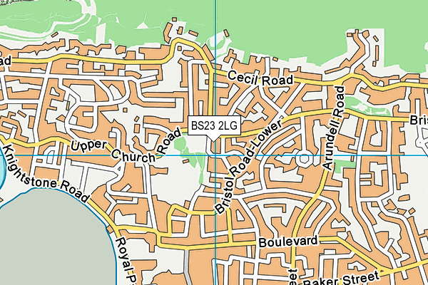 BS23 2LG map - OS VectorMap District (Ordnance Survey)