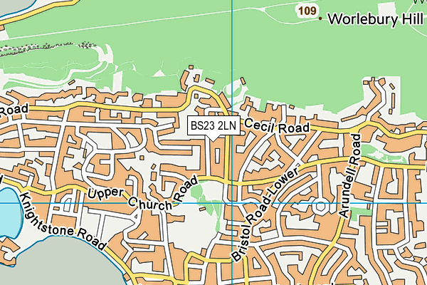 BS23 2LN map - OS VectorMap District (Ordnance Survey)