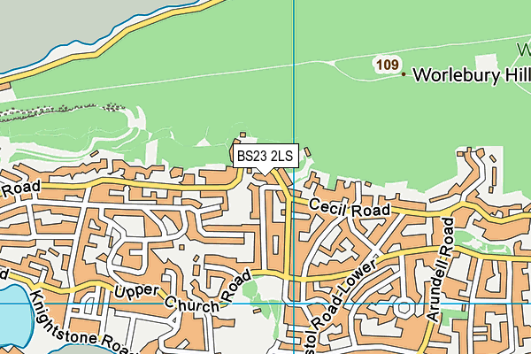 BS23 2LS map - OS VectorMap District (Ordnance Survey)