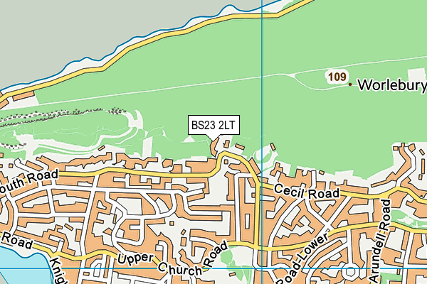 BS23 2LT map - OS VectorMap District (Ordnance Survey)