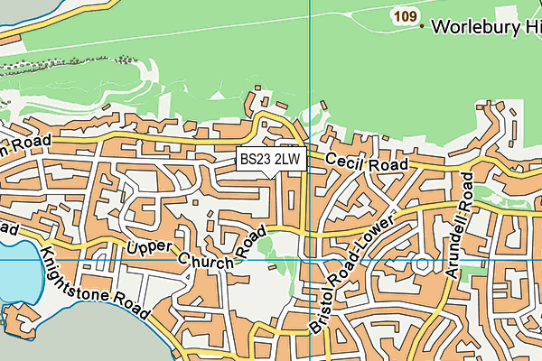 BS23 2LW map - OS VectorMap District (Ordnance Survey)