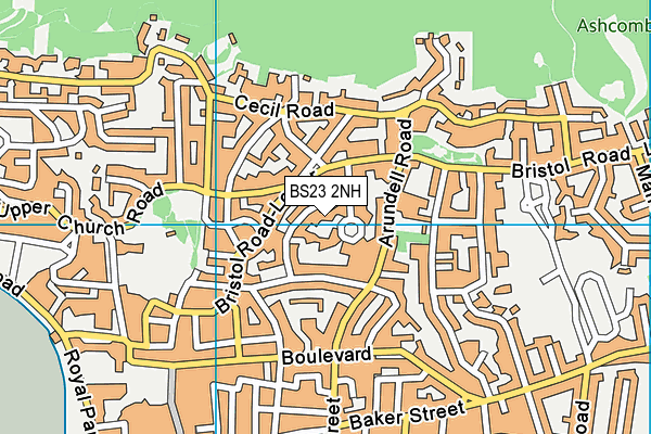 BS23 2NH map - OS VectorMap District (Ordnance Survey)