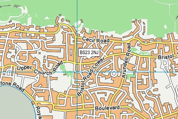 BS23 2NJ map - OS VectorMap District (Ordnance Survey)