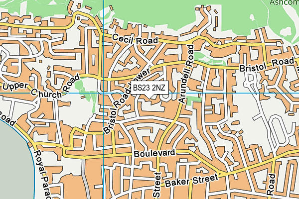 BS23 2NZ map - OS VectorMap District (Ordnance Survey)