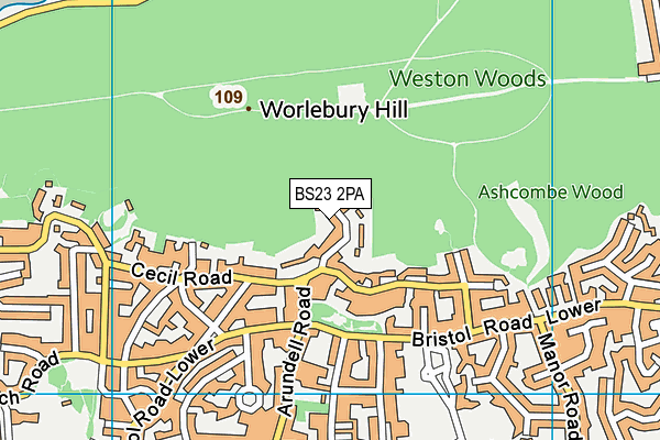 BS23 2PA map - OS VectorMap District (Ordnance Survey)