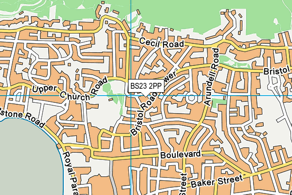 BS23 2PP map - OS VectorMap District (Ordnance Survey)
