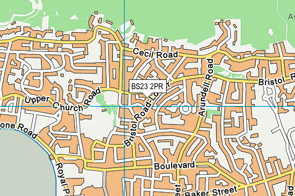 BS23 2PR map - OS VectorMap District (Ordnance Survey)