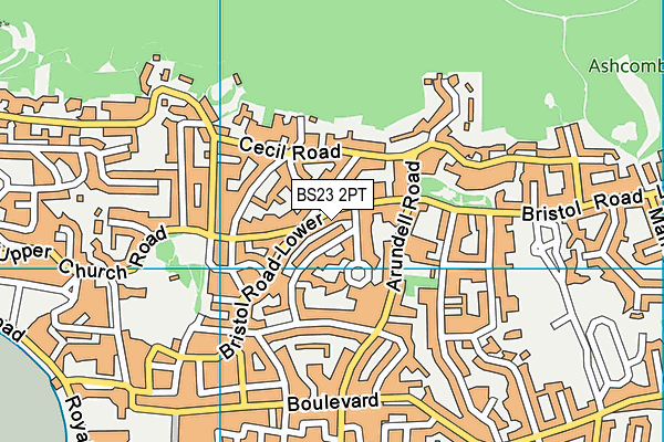 BS23 2PT map - OS VectorMap District (Ordnance Survey)