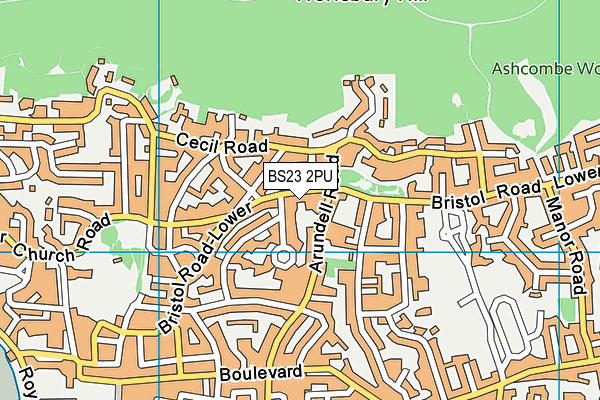 BS23 2PU map - OS VectorMap District (Ordnance Survey)